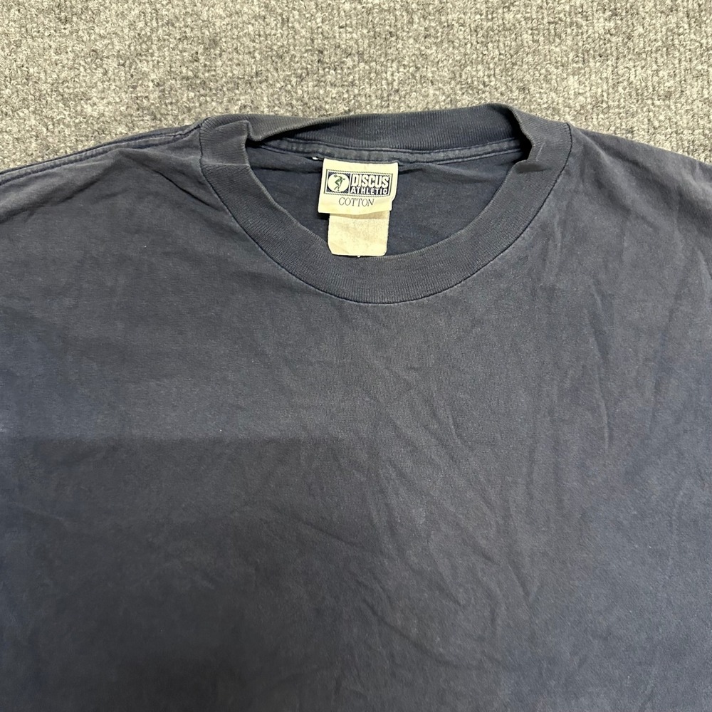Discus Athletic T-Shirt Mens Size XL Navy Blue Cotton Boxy Fit Short Sleeve